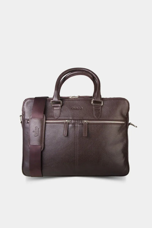 GD- 3-part brown leather document bag