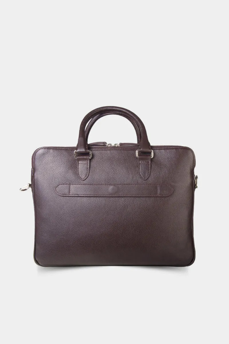 Man > bag portfolio gd- 3 bölmeli kahverengi deri evrak çantası