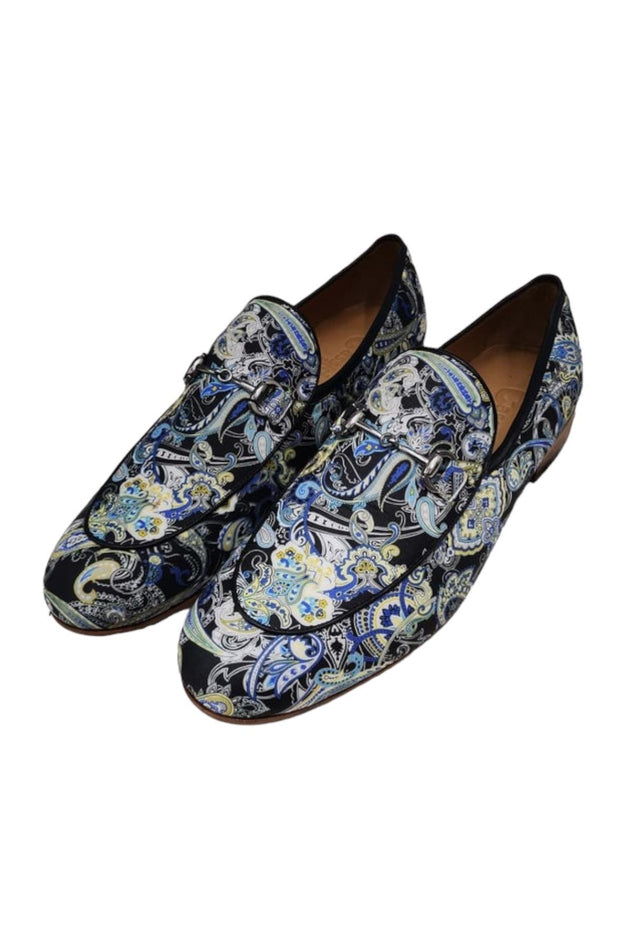 Cs- Lviv Blue Linen Printed Men'S Linen Shoes