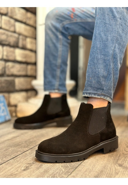 Co- Ba0319 Genuine Leather Black Suede Men'S Sports Half Ankle Boots