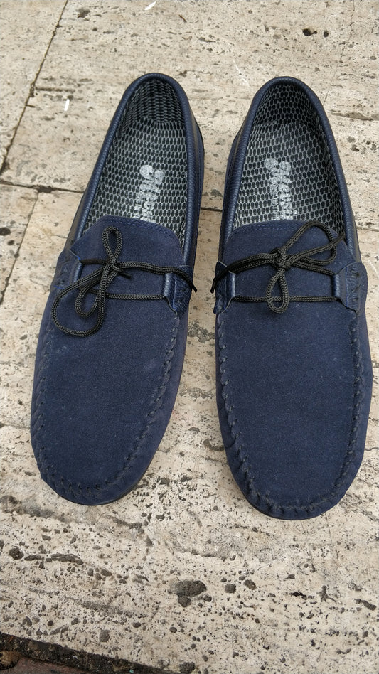 Summer Lace-up Suede Shoes - Navy Blue