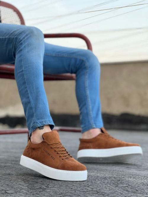 Co- Ba0104 Lace-Up Tan Suede White Sole Sports Men'S Shoes