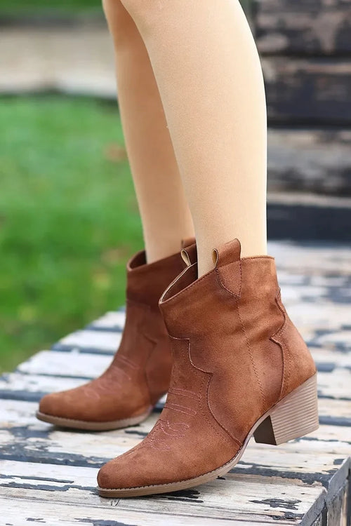 CO- ACVER Tan Suede Heeled Boots