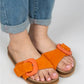 Women > shoes slippers mj- alandra kadın hakiki deri tek bant turuncu terlik