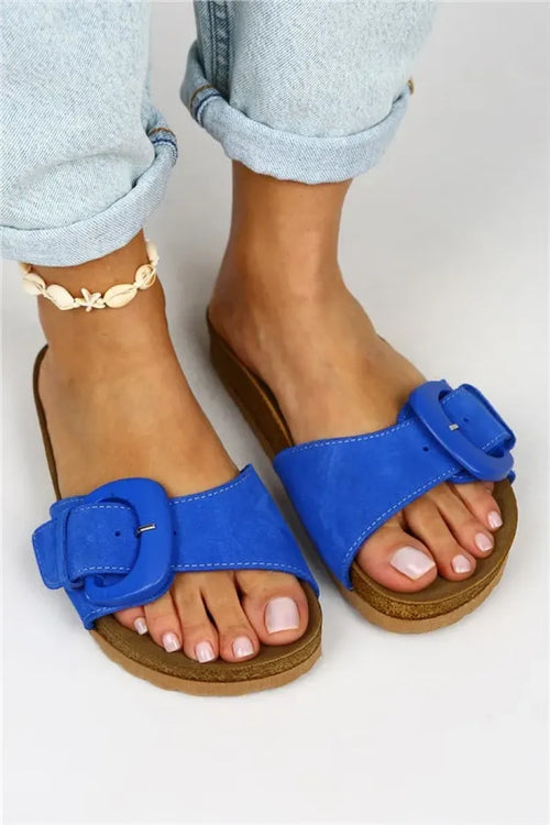 Mj- Alanra mujer de cuero genuino zapatillas azules