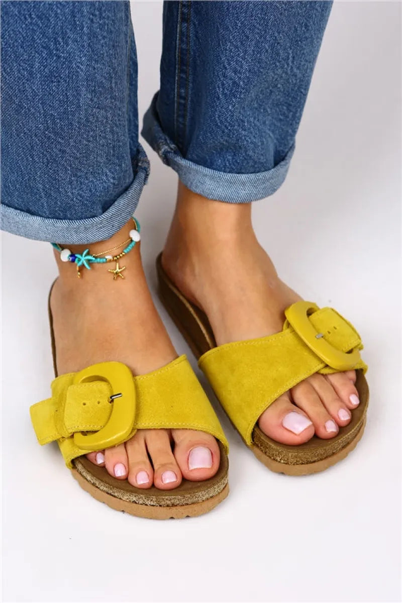 Women > shoes slippers mj- alandra kadın hakiki deri sarı terlik