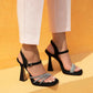 St- amore kadın platform topuk taş detay kumaş sandalet siyah / women > shoes >