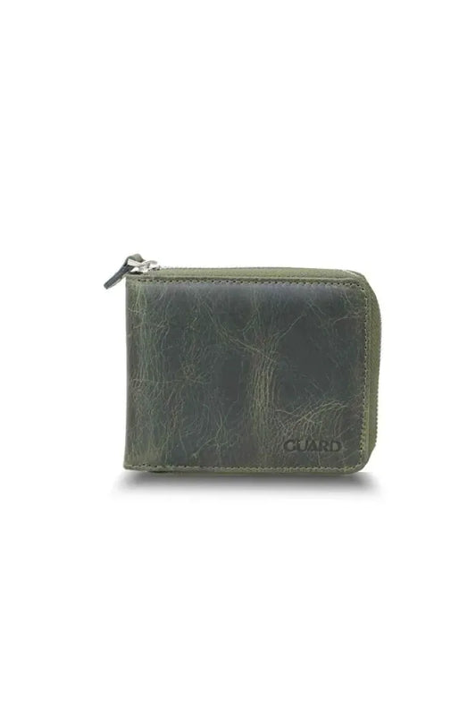 Gd antik yeşil fermuarlı yatay mini deri cüzdan / accessories > wallet