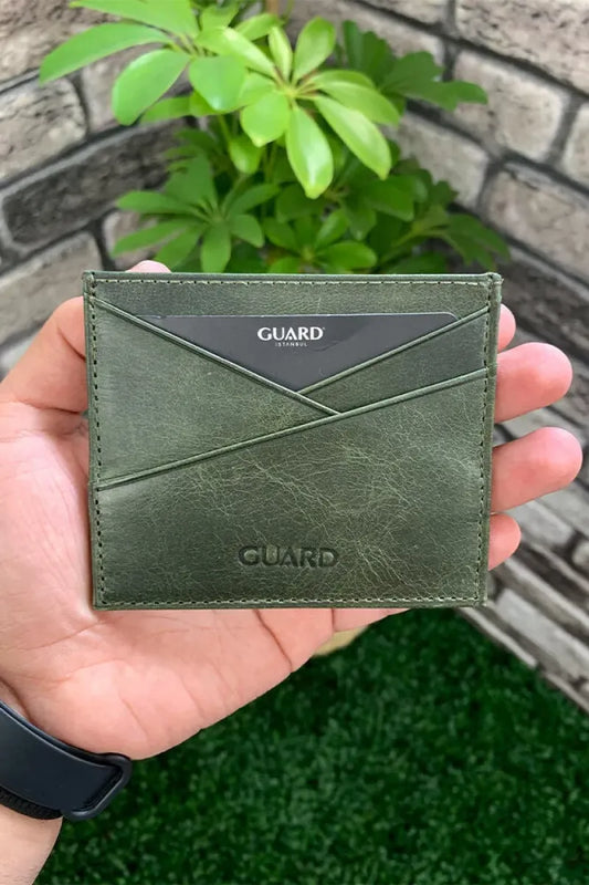 Gd- antik yeşil hakiki deri kartlık / accessories > credit card holder