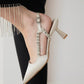 St- arlo kadın taş detay topuklu saten ayakkabı ten / women > shoes > sandals