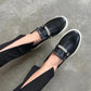 St axel kadın taş detay deri makosen ayakkabı siyah / women > shoes > loafer