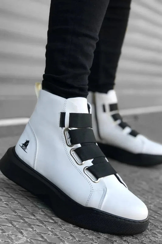 Man > shoes boots co- ba0142 bantlı erkek yüksek taban beyaz siyah spor bot