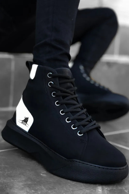 Man > shoes boots co- ba0155 bağcıklı erkek yüksek taban siyah beyaz spor bot
