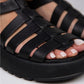 Mj- benia kadın hakiki deri kafesli sandalet siyah sandalet / women > shoes >