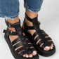 Mj- benia kadın hakiki deri kafesli sandalet siyah sandalet / women > shoes >