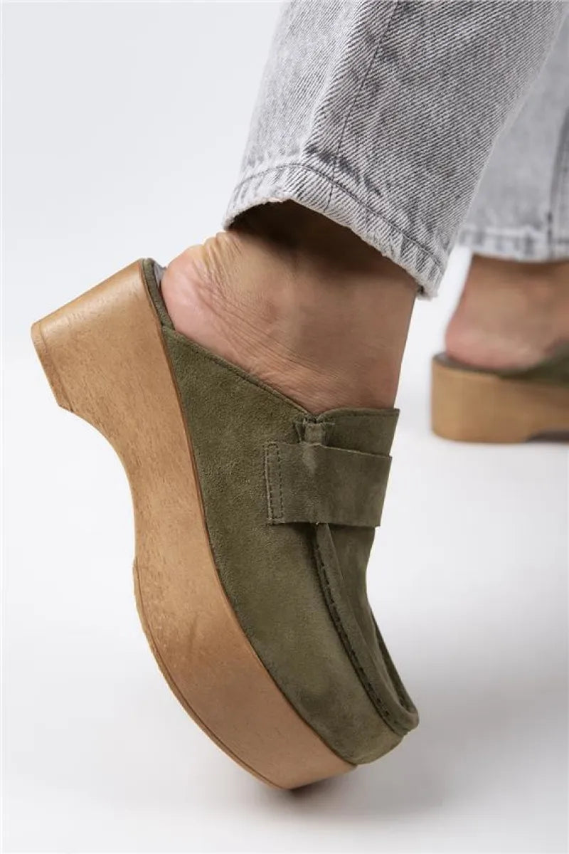 Women > shoes slippers mj- berry kadın hakiki deri bağcıksız su yeşili - süet