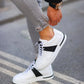 So- beyaz deri bağcıklı erkek sneakers