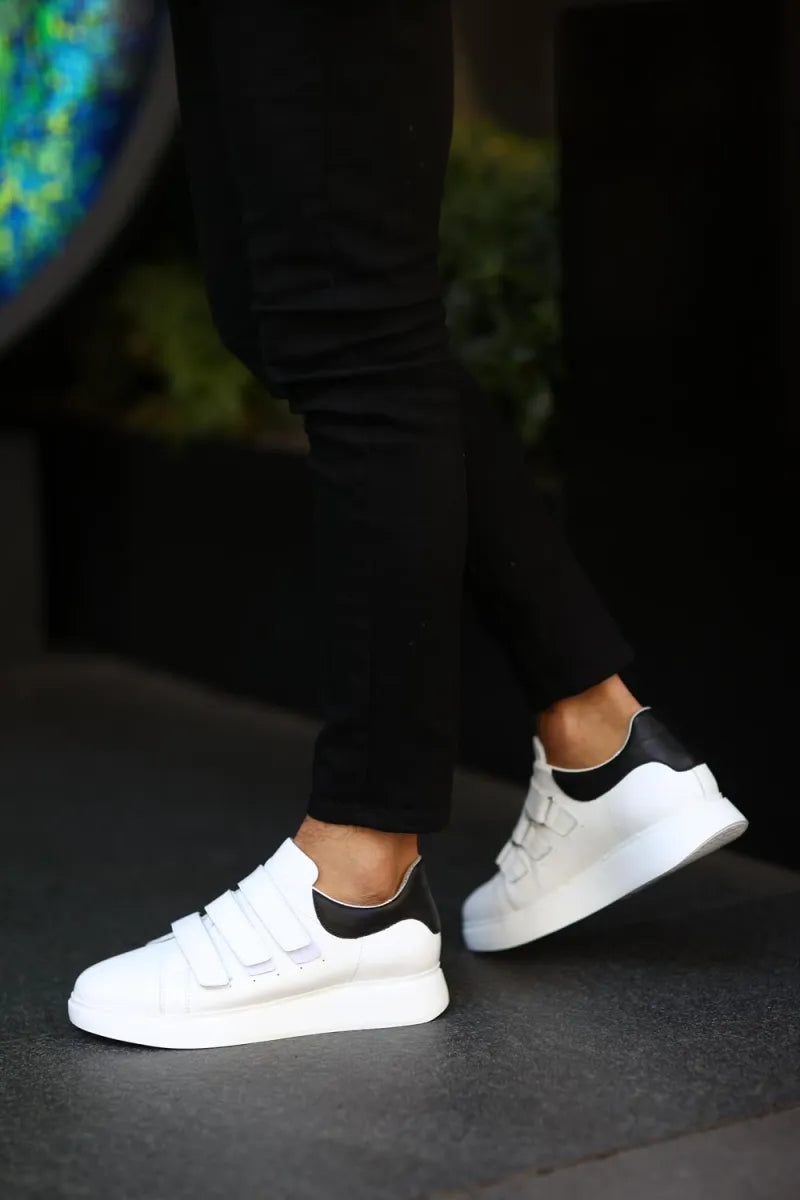 So- beyaz deri cırtlı sneakers erkek ayakkabı