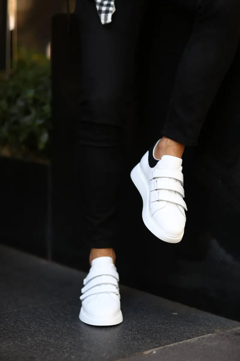 So- beyaz deri cırtlı sneakers erkek ayakkabı