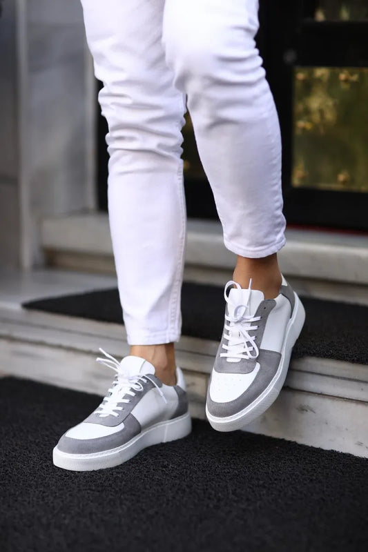 So- gr süet beyaz deri erkek sneakers