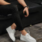 So- beyaz floter deri bağcıklı sneakers erkek ayakkabı