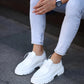 So- beyaz floter deri yüksek taban erkek sneakers
