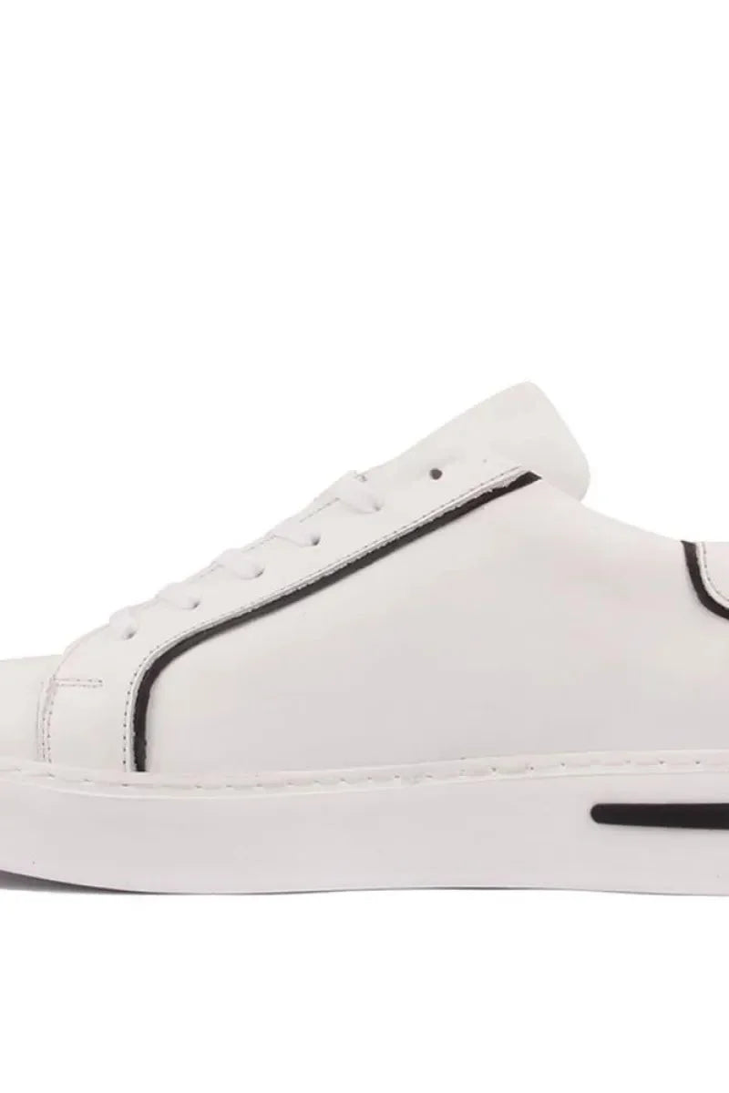 So- beyaz napa deri erkek sneakers