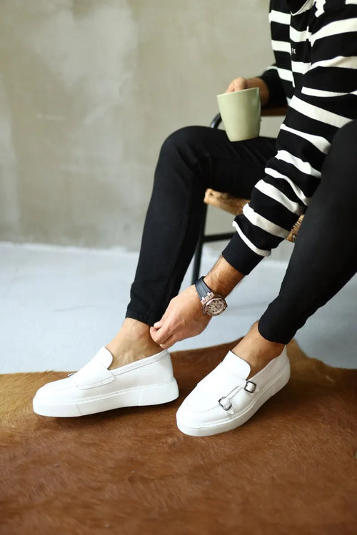 Così- bianco, scarpe da uomo con sneaker napa