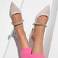 St- bond kadın taş detay topuklu kumaş ayakkabı bej / women > shoes > sandals