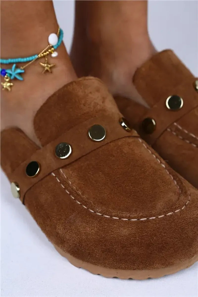 Mj- bonita kadın hakiki deri önü kapalı taba terlik / women > shoes > slippers