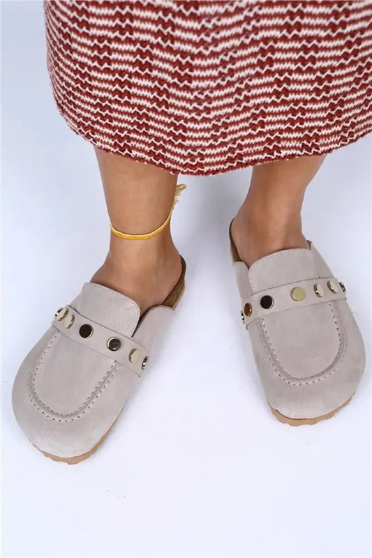 Women > shoes slippers mj- bonita kadın hakiki deri önü kapalı bej terlik