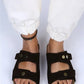 Mj- calida kadın hakiki deri bantlı siyah terlik / women > shoes > slippers