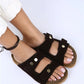 Mj- calida kadın hakiki deri bantlı siyah terlik / women > shoes > slippers
