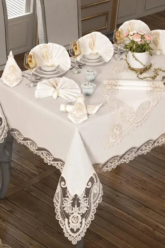 Cd- Splendor Tablecloth 160X260 Cm 26 Pieces Cream - Home Textile > Kitchen.