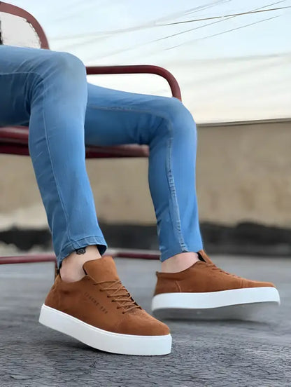 Co- Ba0104 Lace-Up Tan Suede White Sole Sports Men’S Shoes - Man > Sneakers.