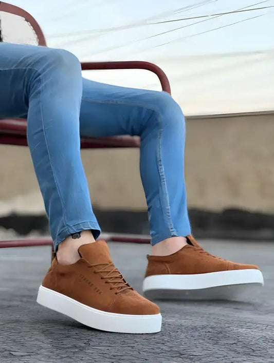 Co- Ba0104 Lace-Up Tan Suede White Sole Sports Men’S Shoes - Man > Sneakers.