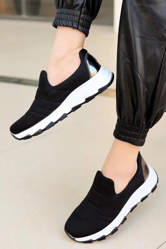 Co- krista siyah streç spor ayakkabı