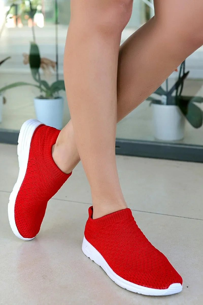 Co - tilde kırmızı streç spor ayakkabu
