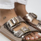 Women > shoes slippers mj- croco kadın hakiki deri çift tokalı crocodile bakır