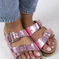 Women > shoes slippers mj- croco kadın hakiki deri çift tokalı crocodile pembe