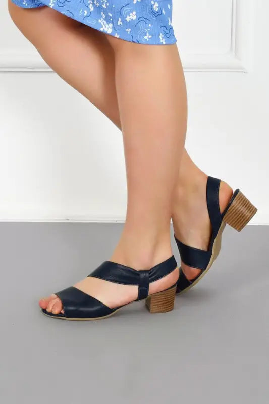 Cs- Rebecca Navy Blue Leather Anatomical Sole Women’S Sandals - Women > Shoes.