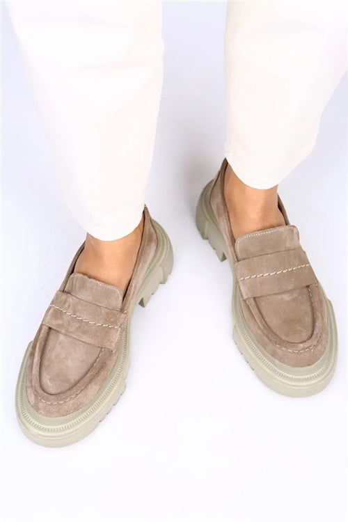 Mj- Danita mocassins en cuir véritable chaussures de vison