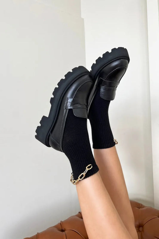 St- doss kadın i̇çi dışı hakiki deri makosen ayakkabı siyah / women > shoes >