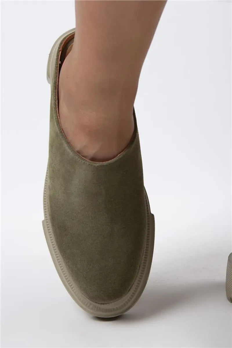 Women > shoes slippers mj- edna kadın hakiki deri bağcıksız su yeşili - süet
