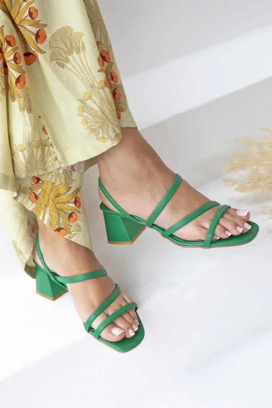 St- edwin kadın deri topuklu sandalet koyu yeşil / women > shoes > sandals