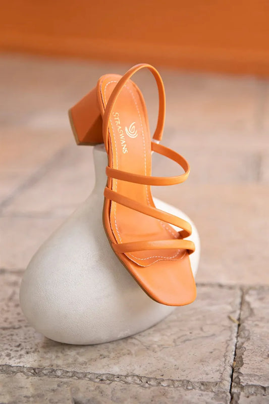 St- edwin kadın deri topuklu sandalet oranj / women > shoes > sandals