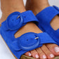 Women > shoes slippers mj- eron hakiki deri mavi çift tokalı kadın terlik