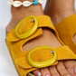 Women > shoes slippers mj- eron hakiki deri sarı çift tokalı kadın terlik