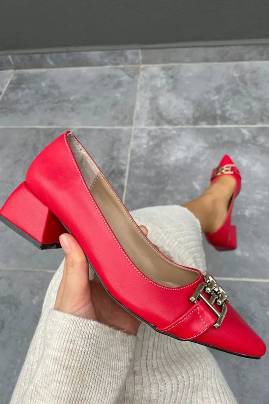 Co- erpo kırmızı cilt topuklu ayakkabı