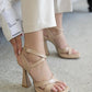 St- eterna kadın platform topuk deri sandalet ten / women > shoes > sandals